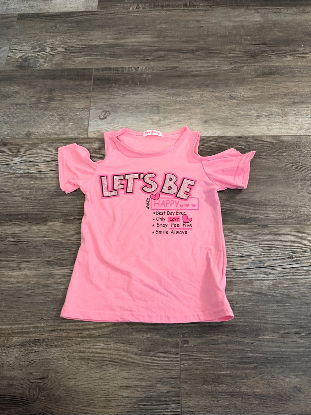 New‎ Berry Girls' Pink 'Let's Be' Cold-Shoulder Graphic Tee